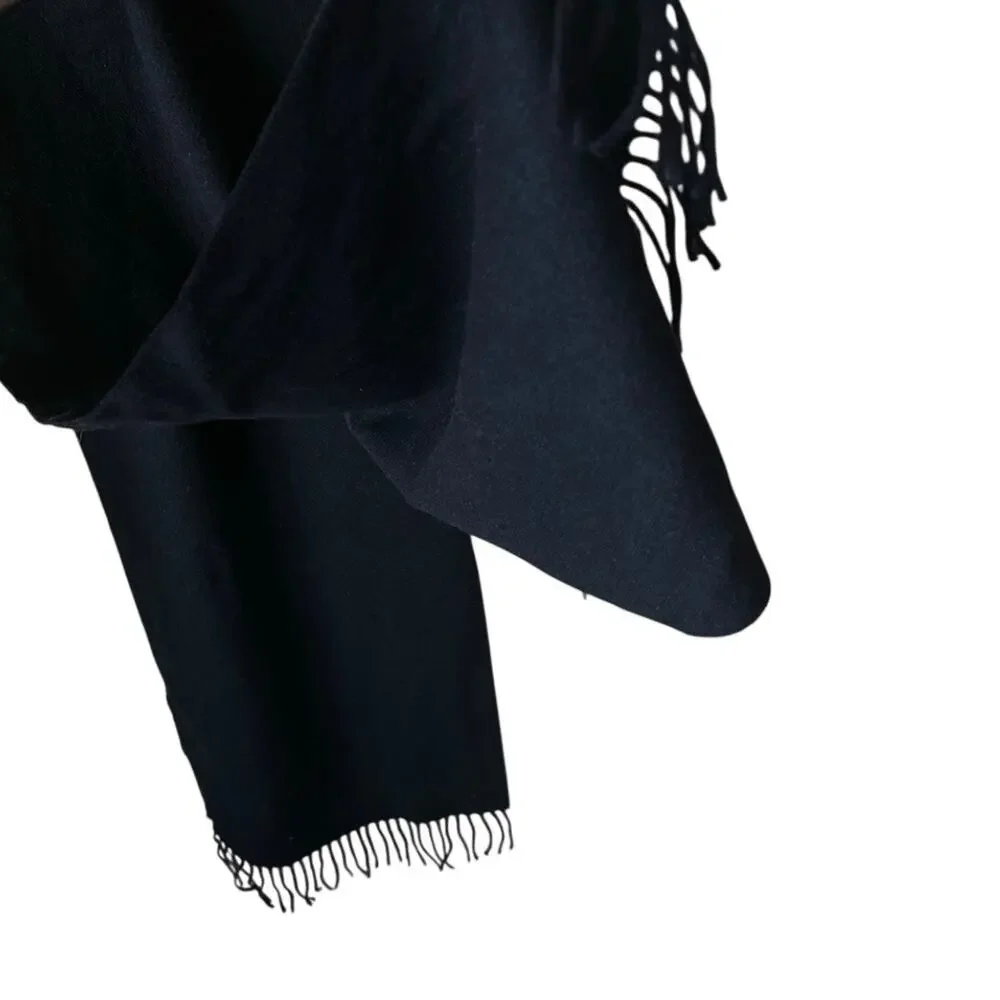 J.Crew 100% Cashmere Dark Blue Fringe Winter Scarf Classic Luxury Navy
